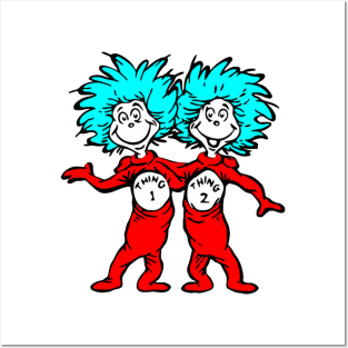 Thing 1 And Thing 2 Costumes Kids Wall Art - Thing 1 and Thing 2 by JAFARSODIK